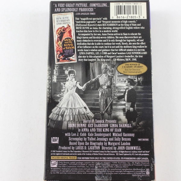 Anna and the King of Siam VHS 1994 Fox Video Irene Dunne Rex Harrison Classic