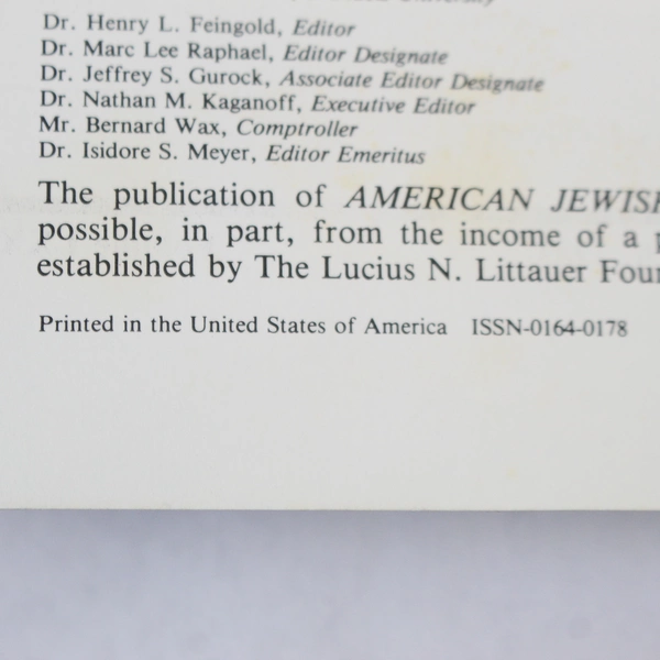 American Jewish History Vol LXXII #3 Vintage 1983 Paperback Collectible