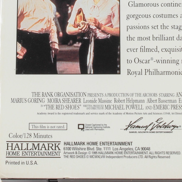 The Red Shoes VHS 1995 Hallmark Ballet Dance Romance Pre-owned Untested