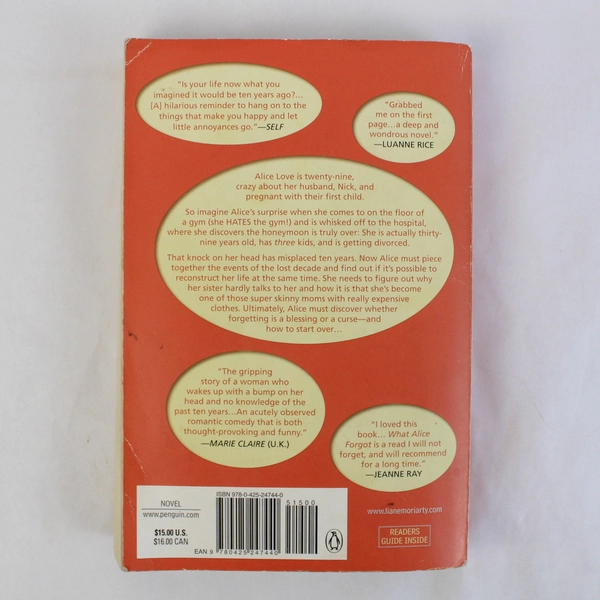 What Alice Forgot by Liane Moriarty 2012 Berkley Publishing Paperback