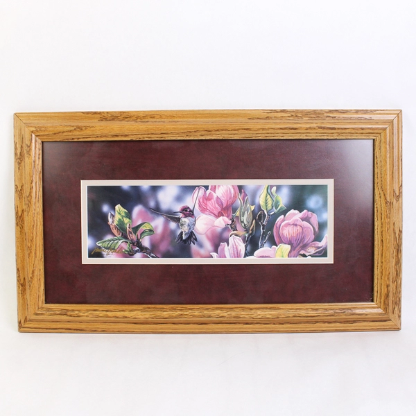 Hummingbird Print Heavy Wooden Framed and Matted Wall Art