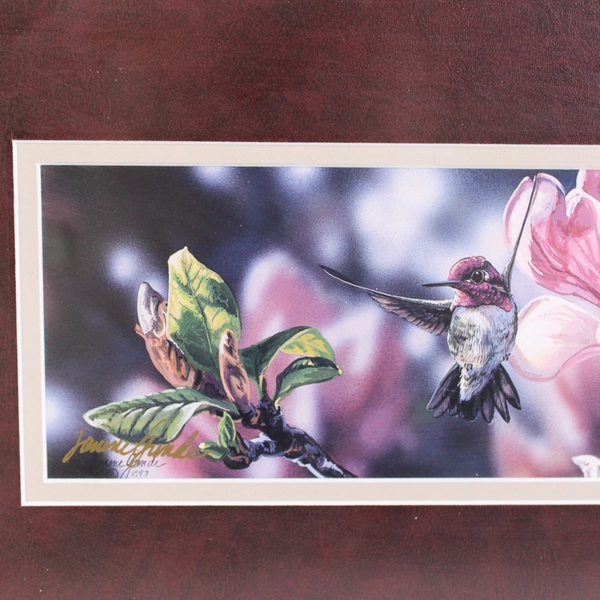 Hummingbird Print Heavy Wooden Framed and Matted Wall Art