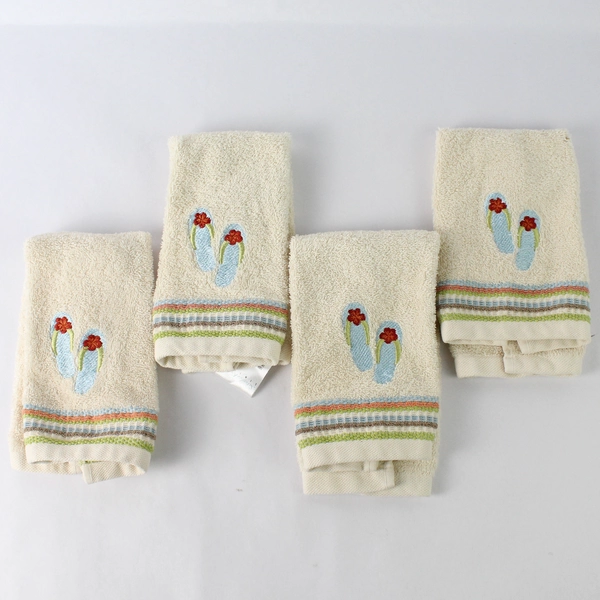 Saturday Knight Ltd Hand Towels Flip Flop Embroidery Set of 4