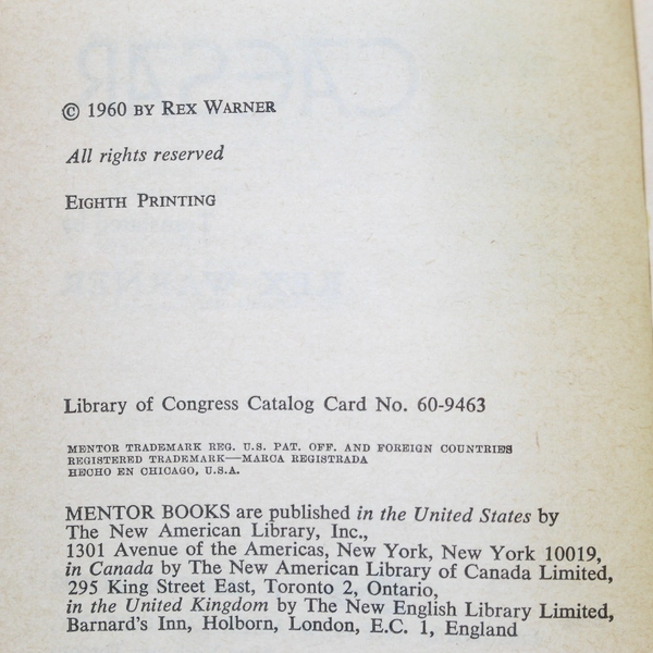 War Commentaries of Caesar by Rex Warner Vintage 1960 Paperback Acceptable