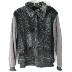 KD Spring Black/Grey Full Zip Fluffy Jacket 100% Cotton Size Small
