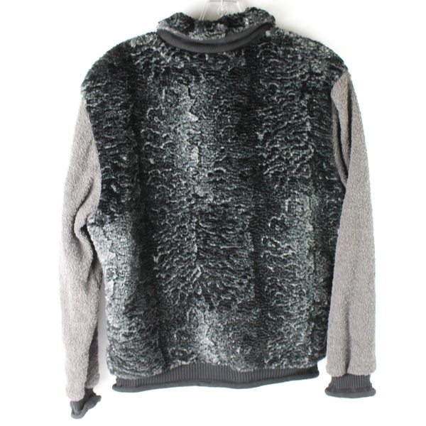 KD Spring Black/Grey Full Zip Fluffy Jacket 100% Cotton Size Small