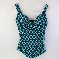 Lands' End Navy and Turquoise Tankini Top Women's Size 4