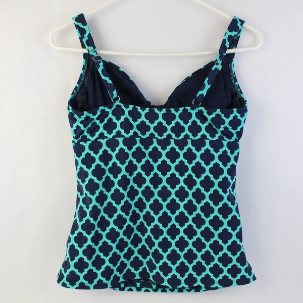 Lands' End Navy and Turquoise Tankini Top Women's Size 4