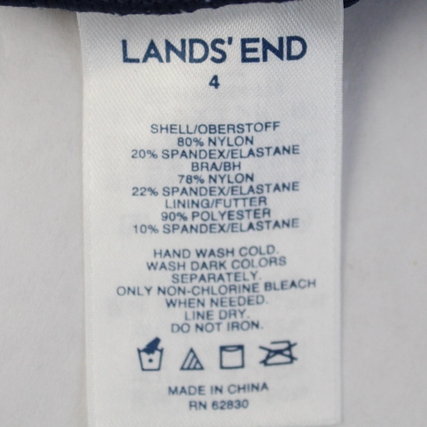 Lands' End Navy and Turquoise Tankini Top Women's Size 4