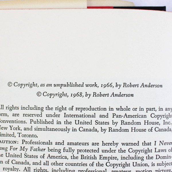 I Never Sang For My Father Robert Anderson 1968 Hardcover 