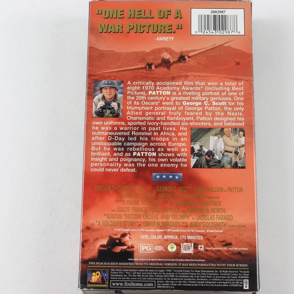 Patton VHS 1997 20th Century Fox George Scott Karl Malden Rated PG