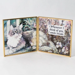 Hinged Cat Tabletop Stained Glass Suncatcher Whenever I Think Of You