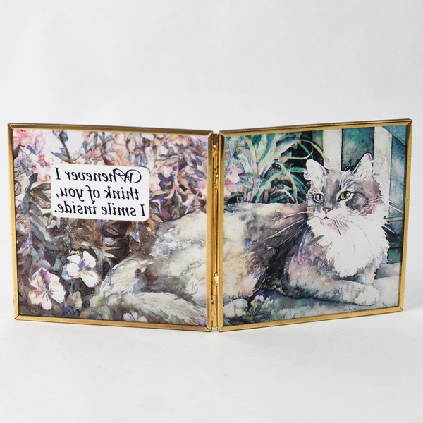 Hinged Cat Tabletop Stained Glass Suncatcher Whenever I Think Of You