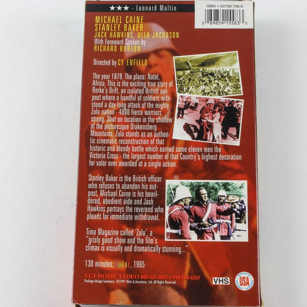 Zulu VHS 1997 VCI Home Video - 1965 Military True Story, Good Condition