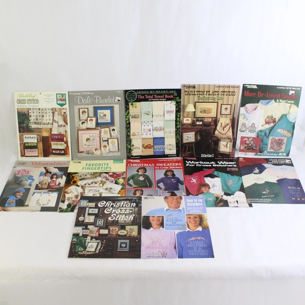 Lot of 12 Vintage 80s 90s & 2000s Cross Stitch Pattern Leaflets