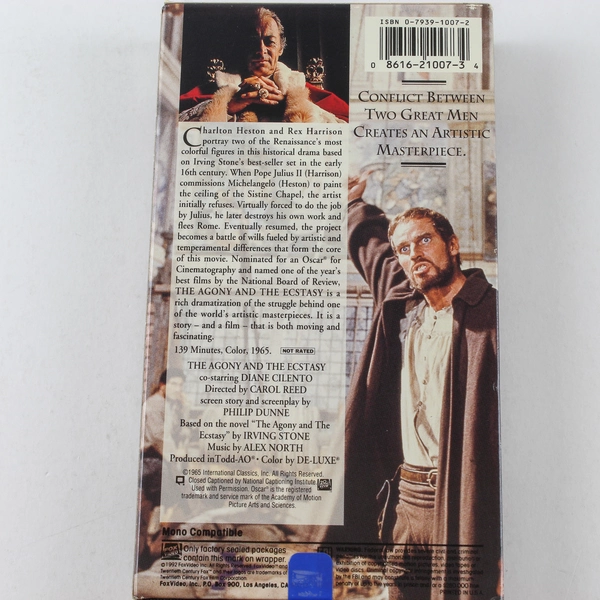 The Agony and the Ecstasy VHS 1992 Charlton Heston Rex Harrison Fox Video