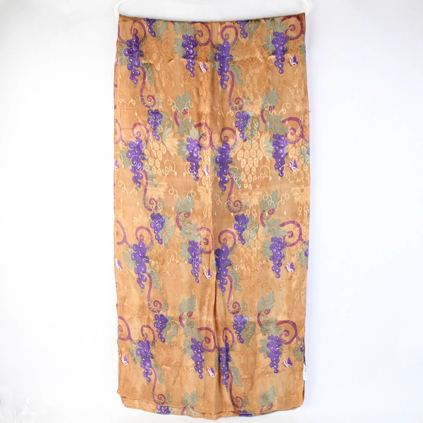 Vintage Zazou Women's Scarf Brown/Purple Grape Vine Rayon 19" x 70"