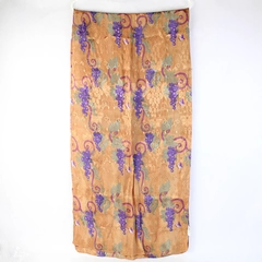Vintage Zazou Women's Scarf Brown/Purple Grape Vine Rayon 19" x 70"
