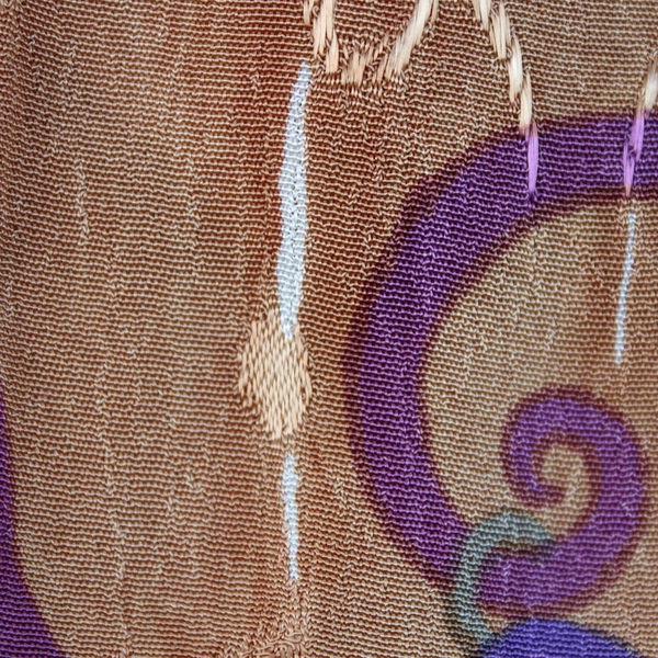 Vintage Zazou Women's Scarf Brown/Purple Grape Vine Rayon 19" x 70"