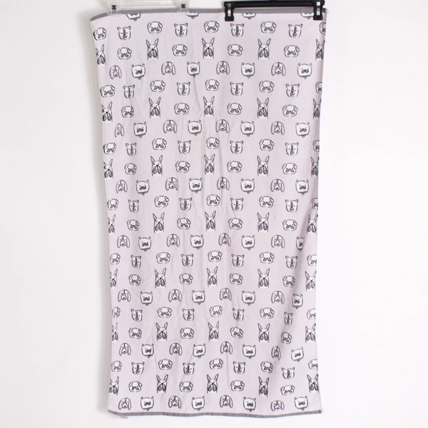 Envogue Pink and Gray Bulldog Pattern Cotton Bath Towel 29" x 51"