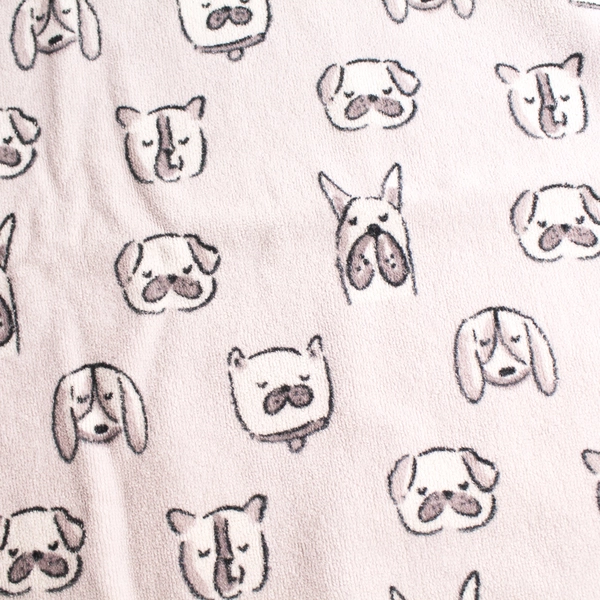 Envogue Pink and Gray Bulldog Pattern Cotton Bath Towel 29" x 51"