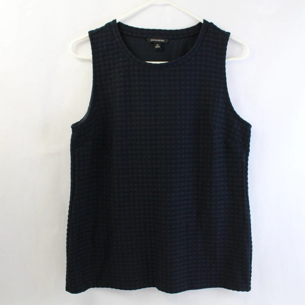 Banana Republic Women's Blouse Tank Top Navy Gingham Size Medium