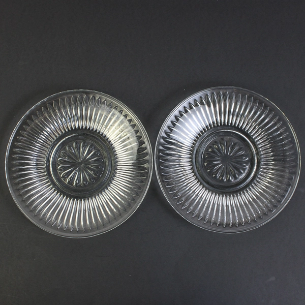 Lot of 2 Bread & Butter Glass Plates 7" KIG Starburst Gibson Royal Crest