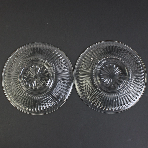 Lot of 2 Bread & Butter Glass Plates 7" KIG Starburst Gibson Royal Crest