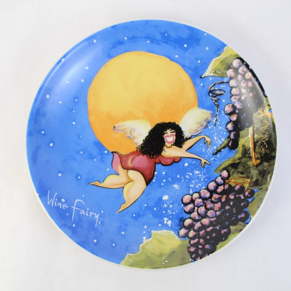 Hand Painted Wild Women Wine Fairy Plate 7.5"