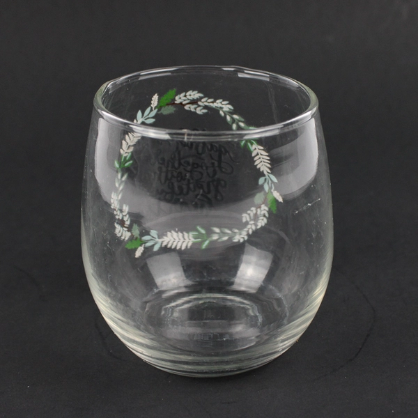 Hand Painted Flat Bottom Crystal Wine Glass Gather Together With Grateful Hearts