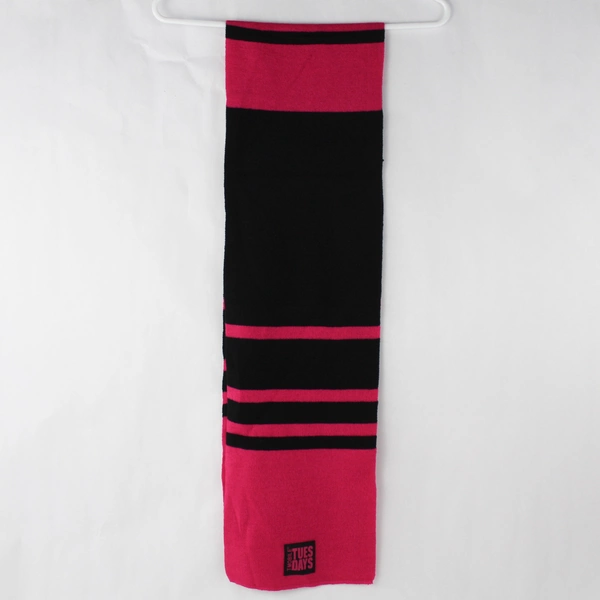 T-Mobile Tuesdays Black & Pink Striped Knit Scarf 62" - Good Pre-Owned