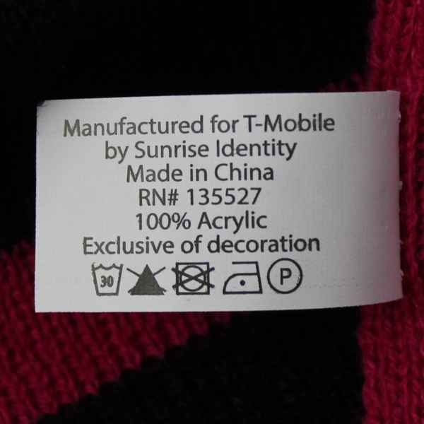 T-Mobile Tuesdays Black & Pink Striped Knit Scarf 62" - Good Pre-Owned