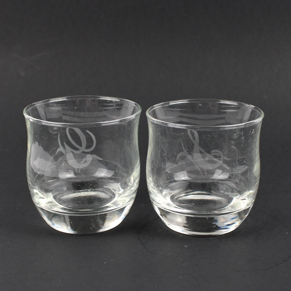 Set of 2 Flat Bottom Crystal Wine Glasses Etched Monograms S And G