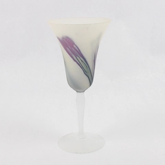 Frosted Art Glass Wine Glass Art Deco Design 7.75 inch