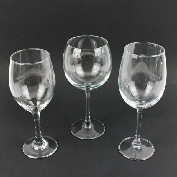 Lot of 3 Mismatched Clear Crystal Long Stemmed Wine Glasses