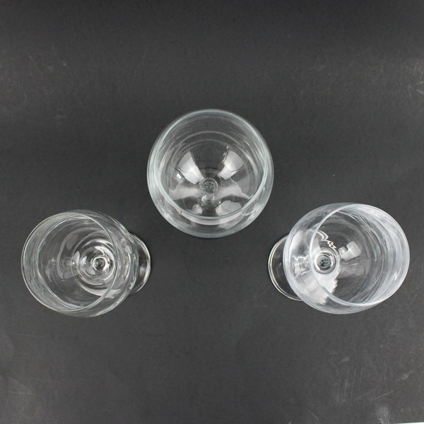 Lot of 3 Mismatched Clear Crystal Long Stemmed Wine Glasses