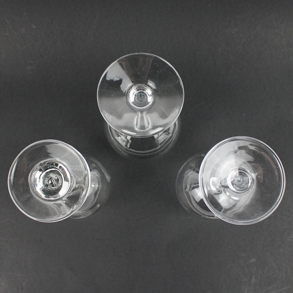 Lot of 3 Mismatched Clear Crystal Long Stemmed Wine Glasses