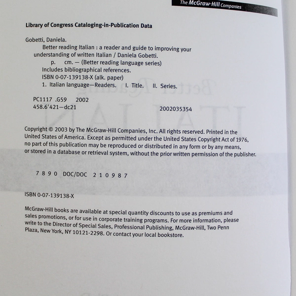 Better Reading Italian by Daniela Gobetti 2003 Paperback - Pre-Owned