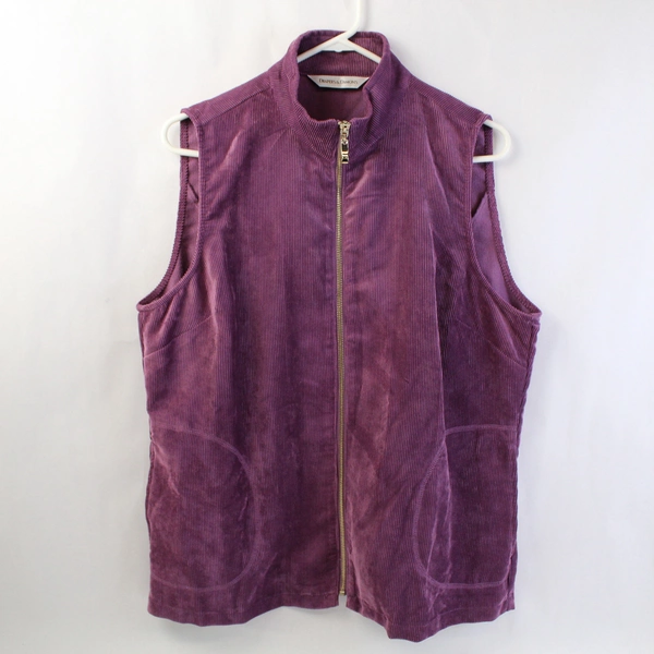 Draper's & Damon's Purple Corduroy Gold Zipper Sleeveless Vest Size Large
