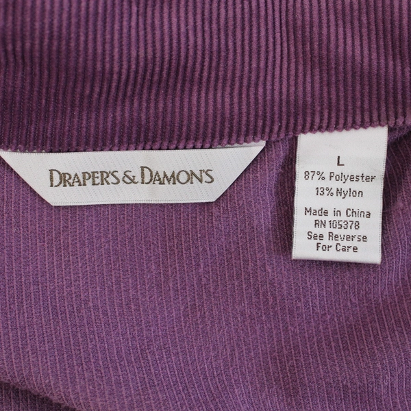 Draper's & Damon's Purple Corduroy Gold Zipper Sleeveless Vest Size Large