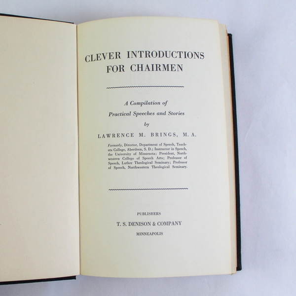 Clever Introductions for Chairmen by Lawrence M. Brings 1954 HC - Pre-Owned