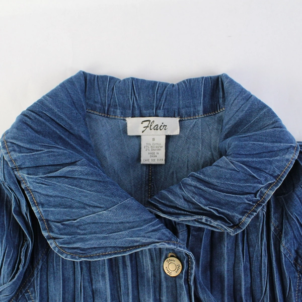 Flair Blue Denim Coat Classic Button-Up Women's Size Small