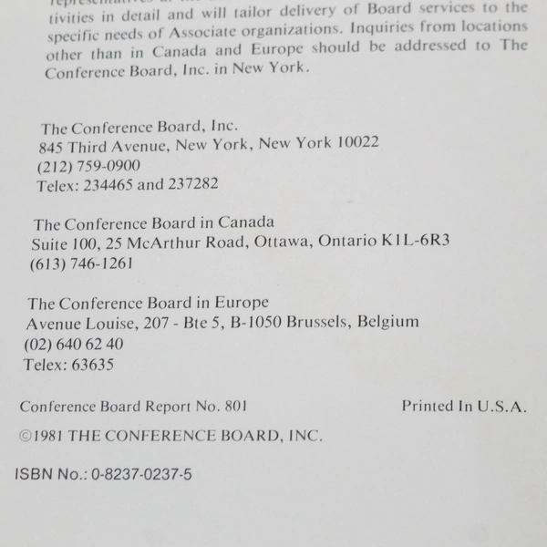 1981 The Marketing Plan by The Conference Board Vintage Paperback Report