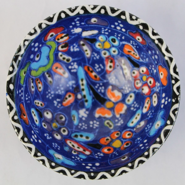 Vintage Handmade Millefiori Ceramic Trinket Bowl 3"