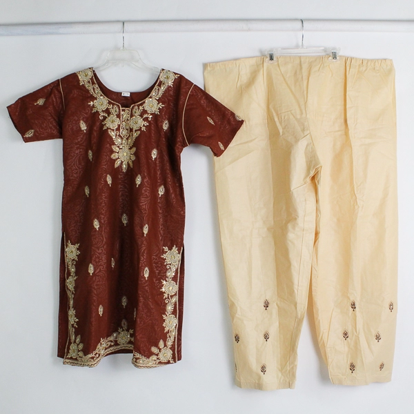 2-Piece Outfit Set Tunic and Drawstring Pants Women's XL 40 Red India Pakistan