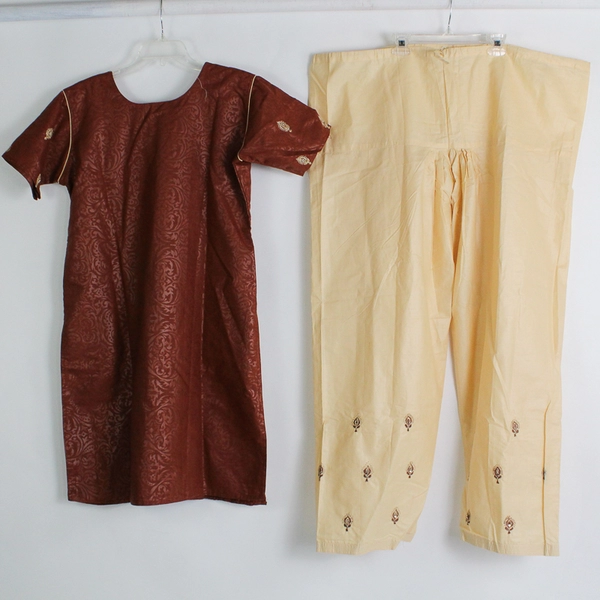 2-Piece Outfit Set Tunic and Drawstring Pants Women's XL 40 Red India Pakistan