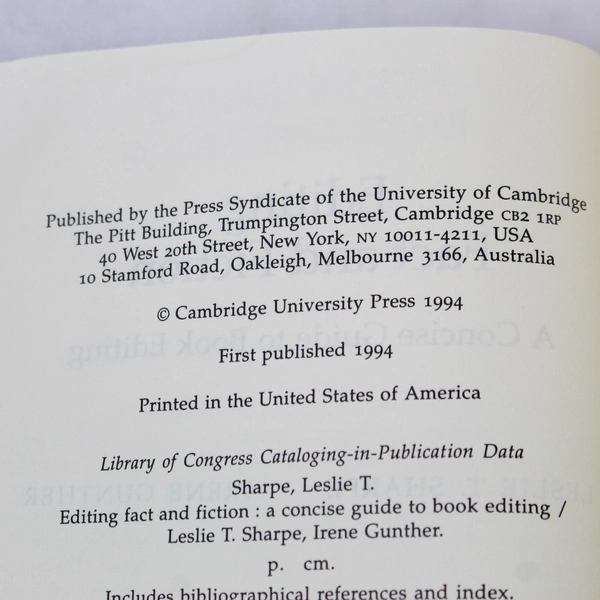Editing Fact and Fiction: Concise Guide to Book Editing, 1994 Paperback