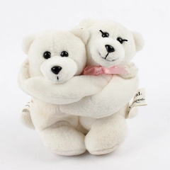 SeaWorld Hugging White Bear Plush Toy Blue & Pink Bow Set Detachable