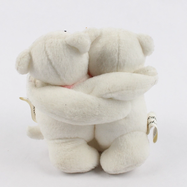 SeaWorld Hugging White Bear Plush Toy Blue & Pink Bow Set Detachable