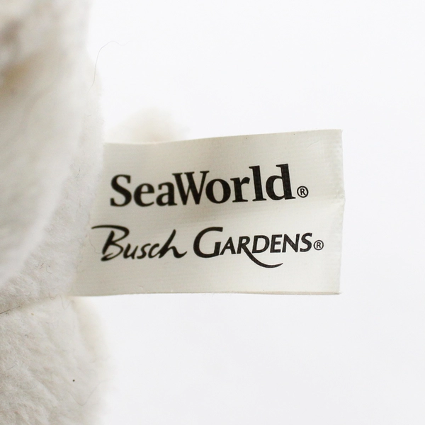 SeaWorld Hugging White Bear Plush Toy Blue & Pink Bow Set Detachable